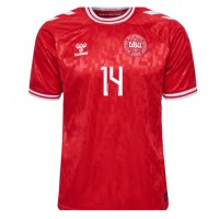 Camiseta Dinamarca Mikkel Damsgaard #14 Primera Equipación Replica Eurocopa 2024 mangas cortas